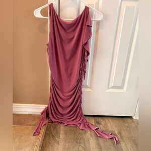 Windsor Sleeveless Draped Ruched Maxi Dress in Dusty Mauve